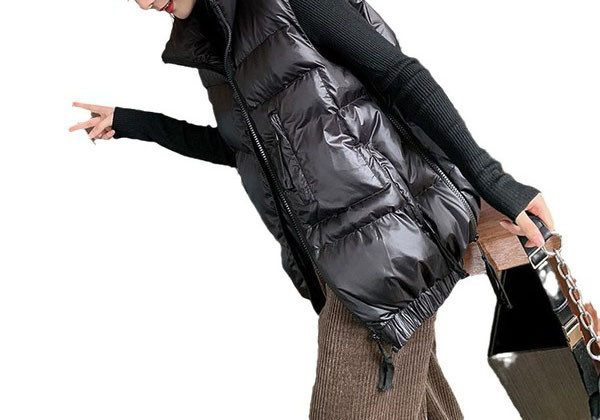 Moodne naiste vesti lai kõrge kraega mudel