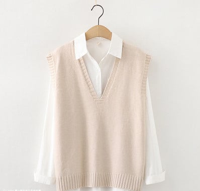 Sügava kaelusega vabaaja naiste kootud vest