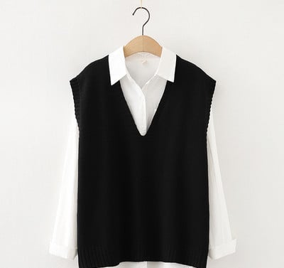Sügava kaelusega vabaaja naiste kootud vest
