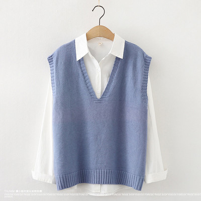 Sügava kaelusega vabaaja naiste kootud vest