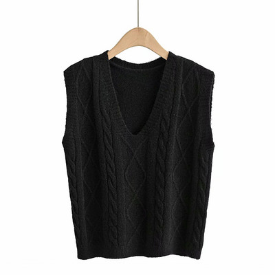 Trumpa megzta moteriška liemenė su špico iškirpte