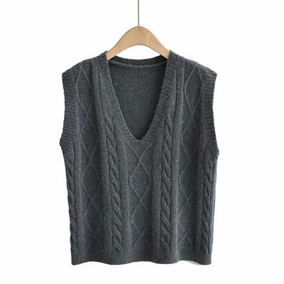 Trumpa megzta moteriška liemenė su špico iškirpte