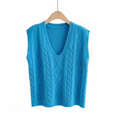 Trumpa megzta moteriška liemenė su špico iškirpte