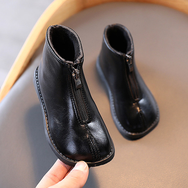 Casual παιδικές μπότες για κορίτσια με επίπεδη σόλα και φερμουάρ