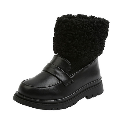 Nahast sooja voodriga lastesaapad tüdrukutele