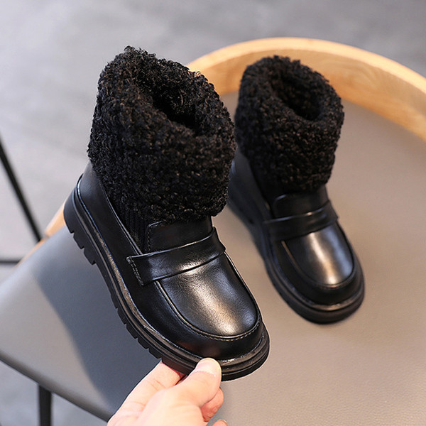 Nahast sooja voodriga lastesaapad tüdrukutele