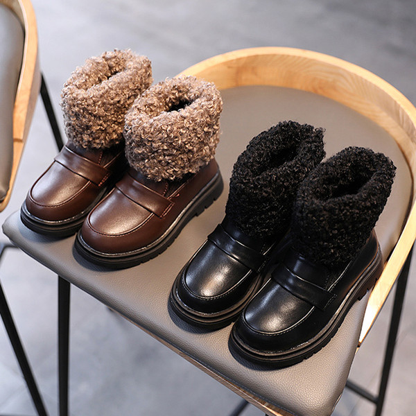 Nahast sooja voodriga lastesaapad tüdrukutele