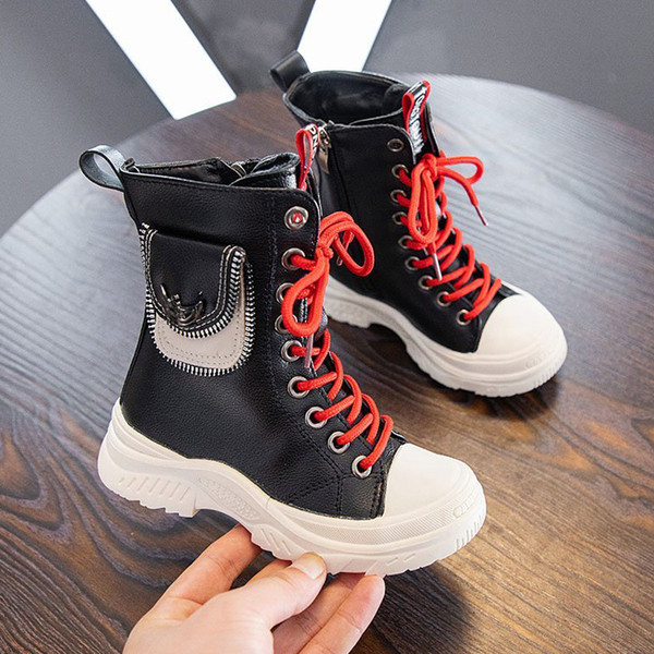 Vaikiški odiniai batai su kišene mergaitei