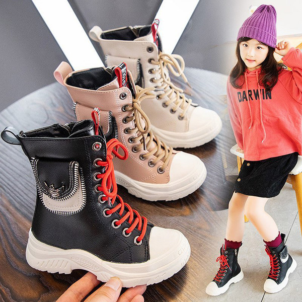 Vaikiški odiniai batai su kišene mergaitei