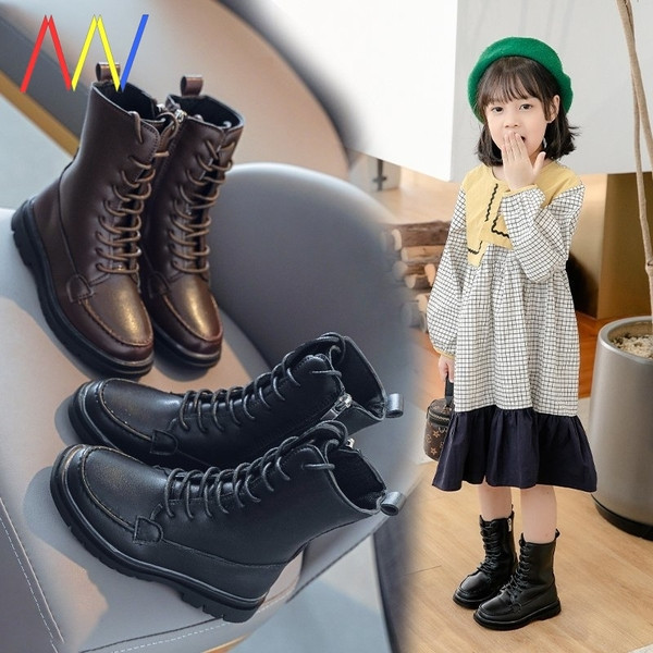 Vaikiški modernūs batai su užtrauktuku ir raišteliais