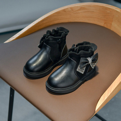 Modernūs vaikiški batai mergaitėms iš eko odos su kaspinu