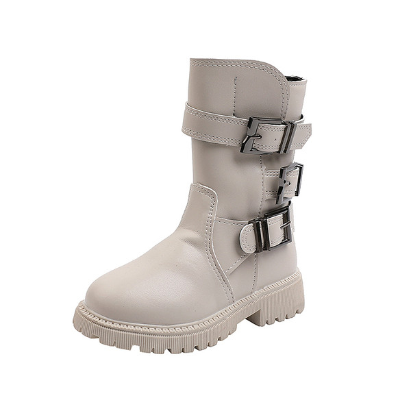 Naujas vaikiškų batų modelis iš eko odos su grubiu padu ir metaline sagtimi