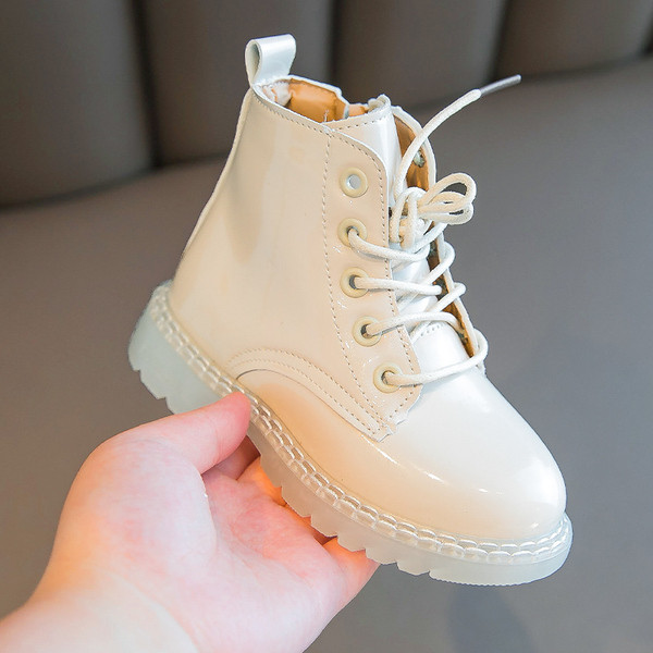 Dječje čizme za djevojčice na vezice - lakirana koža