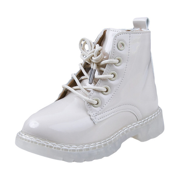 Dječje čizme za djevojčice na vezice - lakirana koža