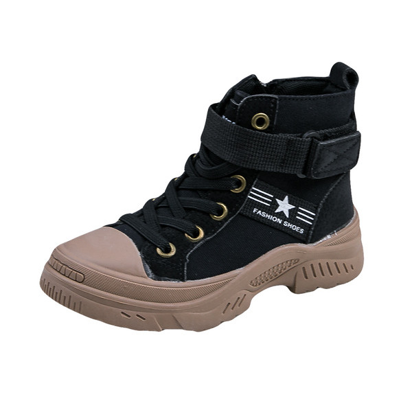 Žieminiai vaikiški batai iš tekstilės su raišteliais