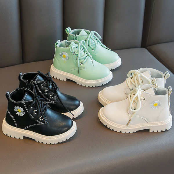 Vaikiški odiniai batai mergaitėms su siuvinėjimu