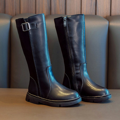 Nahast laste mustad saapad tüdrukutele