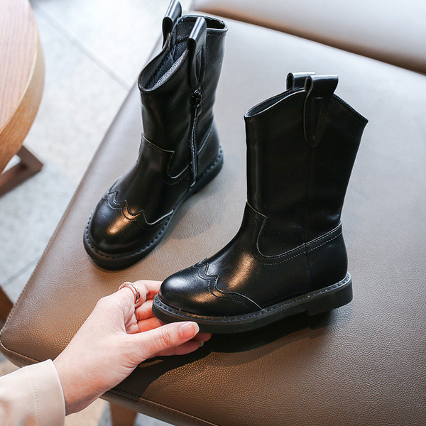 Öko-nahast lameda tallaga lastesaapad tüdrukutele