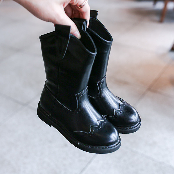 Öko-nahast lameda tallaga lastesaapad tüdrukutele