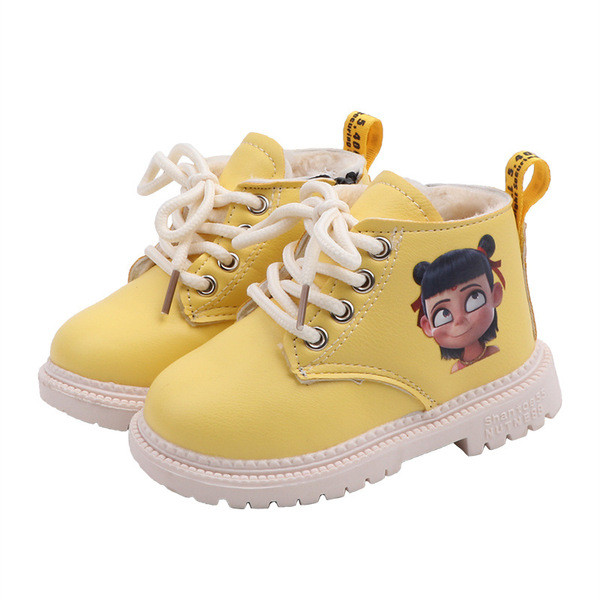 Šiuolaikiški vaikiški batai su aplikacijomis ir puriu pamušalu mergaitėms