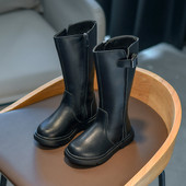 Öko-nahast musta värvi lastesaapad tüdrukutele