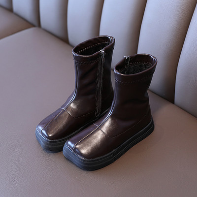 Tõmblukuga nahast lastesaapad tüdrukutele