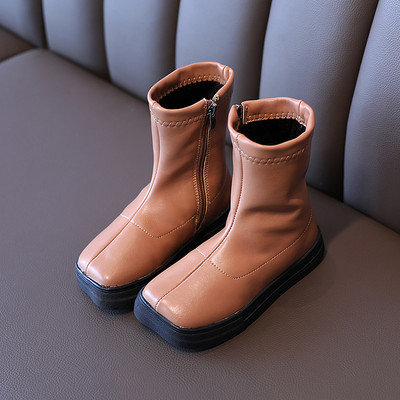 Tõmblukuga nahast lastesaapad tüdrukutele