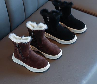 Moderne dječje čizme od eko brušene kože s lepršavom postavom