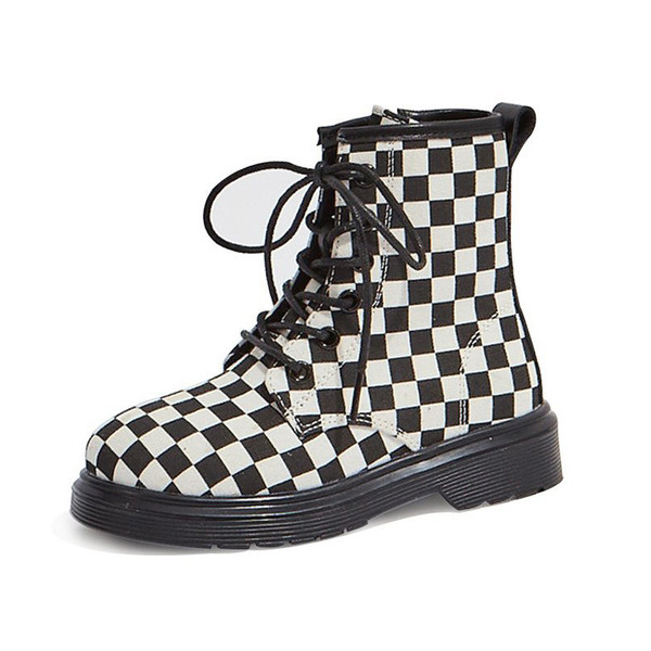 Vaikiški batai mergaitėms su raišteliais juodos ir baltos spalvos