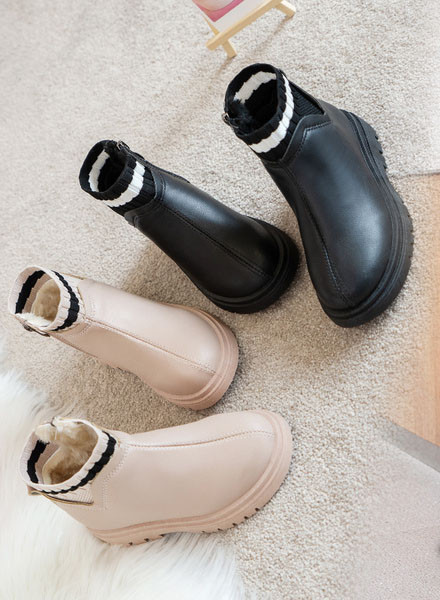 Παιδικές έκο δερμάτινες μπότες με φερμουάρ και επίπεδη σόλα