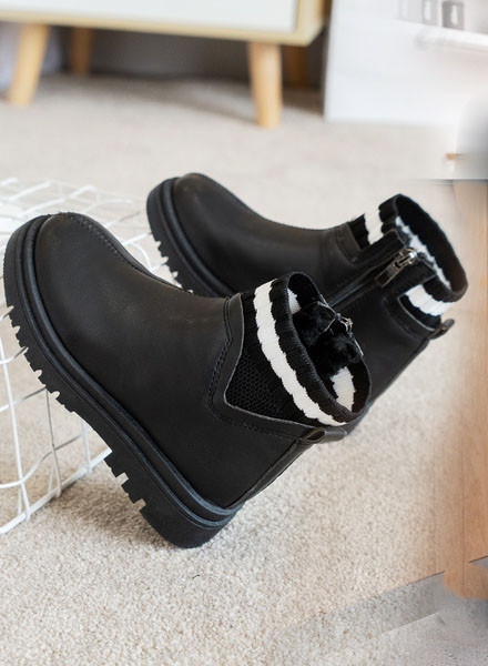 Παιδικές έκο δερμάτινες μπότες με φερμουάρ και επίπεδη σόλα