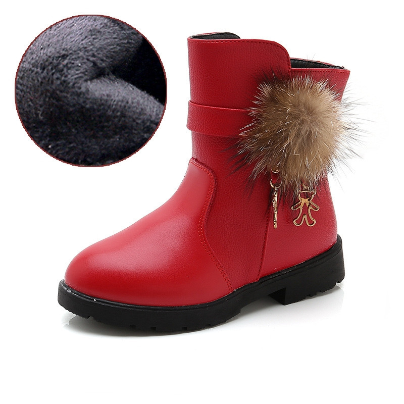 Παιδικές μπότες με φερμουάρ και γούνα για κορίτσια