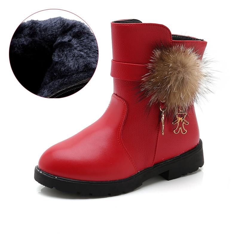 Παιδικές μπότες με φερμουάρ και γούνα για κορίτσια