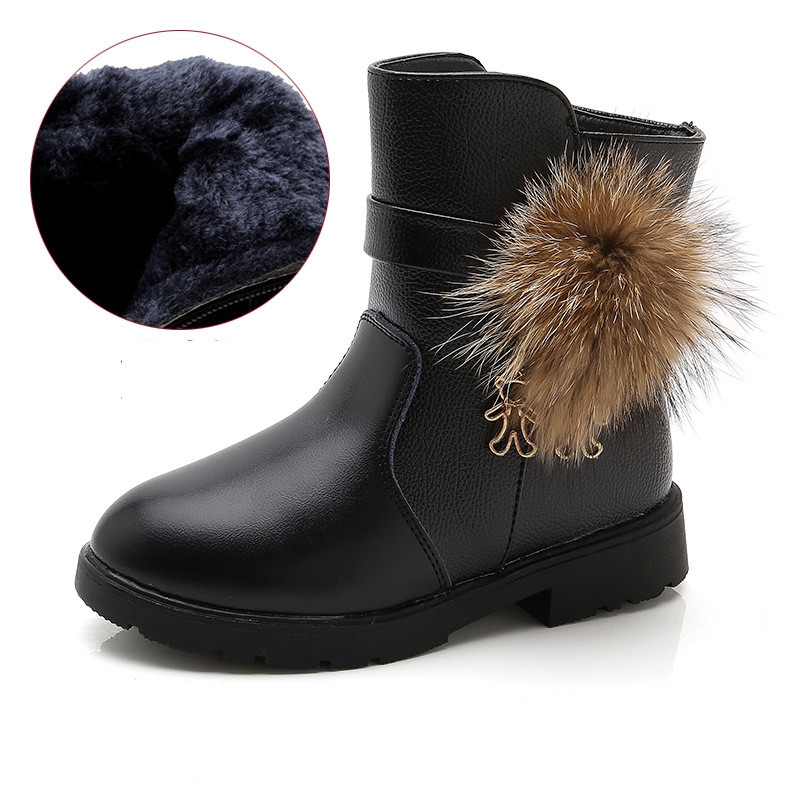 Παιδικές μπότες με φερμουάρ και γούνα για κορίτσια