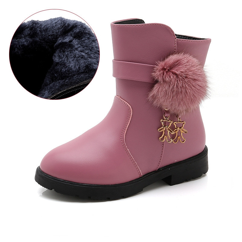Παιδικές μπότες με φερμουάρ και γούνα για κορίτσια