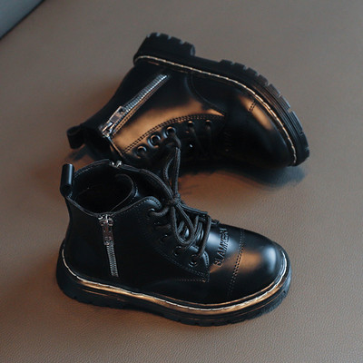 Vaikiški juodi batai mergaitėms su raišteliais