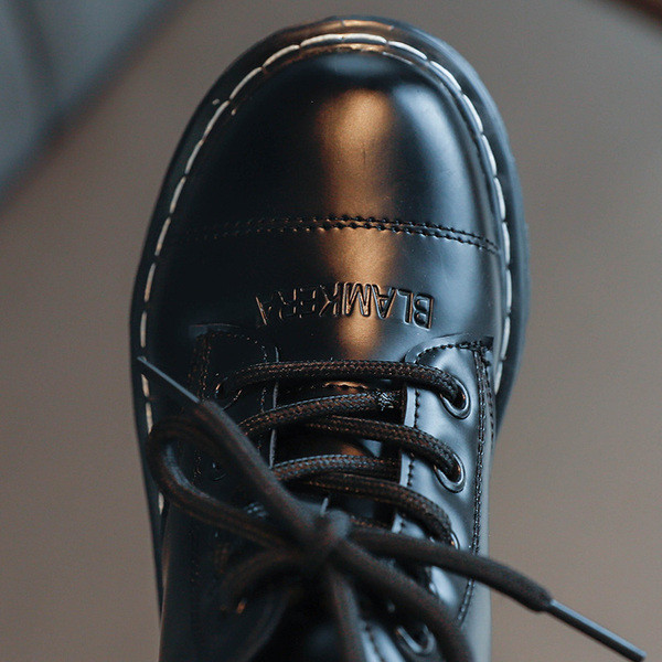 Vaikiški juodi batai mergaitėms su raišteliais