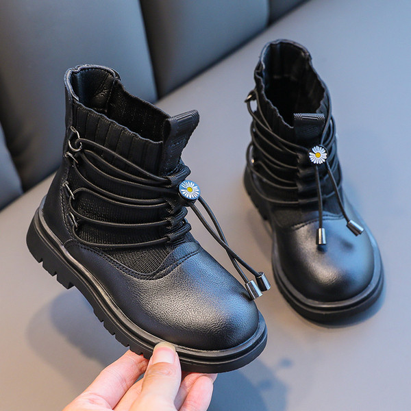 Vaikiški batai iš eko odos su raišteliais mergaitėms