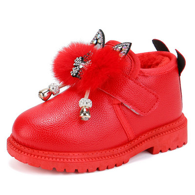 Šiuolaikiški vaikiški batai su akmenukais ir pūkais mergaitėms