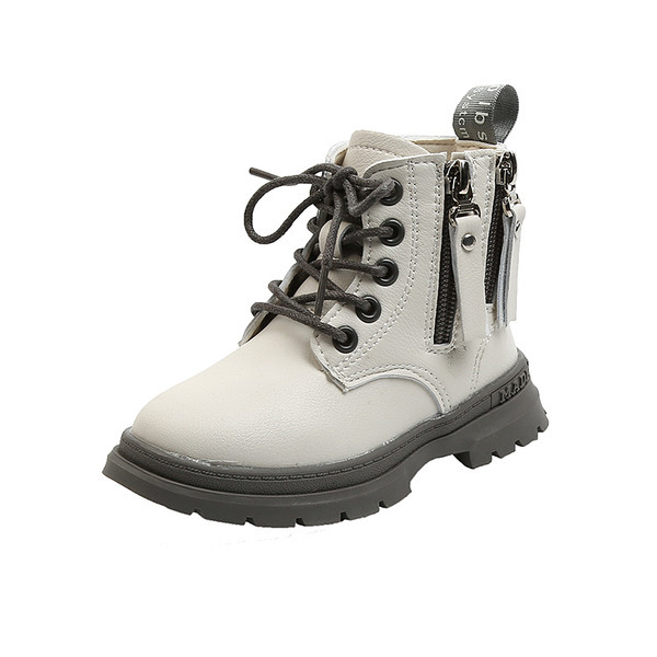 Παιδικές μπότες για κορίτσια με φερμουάρ και επίπεδη σόλα