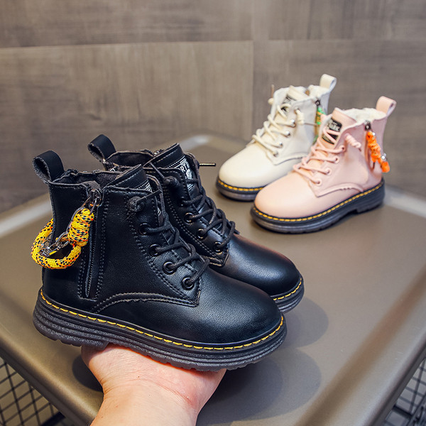 Έκο δερμάτινες παιδικές μπότες με φερμουάρ και κορδόνια  για κορίτσια και αγόρια