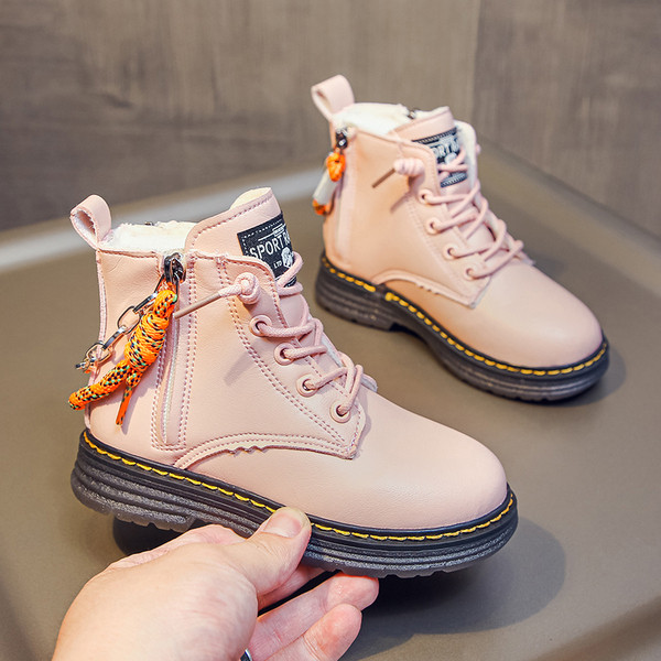 Έκο δερμάτινες παιδικές μπότες με φερμουάρ και κορδόνια  για κορίτσια και αγόρια