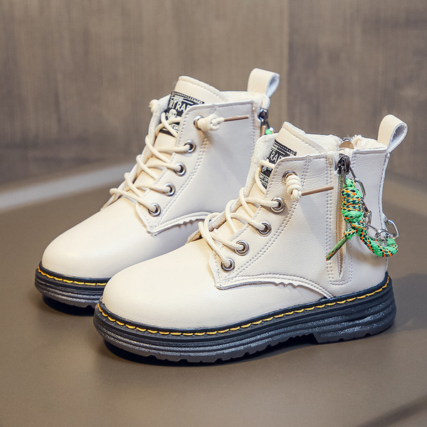 Έκο δερμάτινες παιδικές μπότες με φερμουάρ και κορδόνια  για κορίτσια και αγόρια