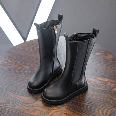 Juodos spalvos vaikiški batai su užtrauktuku mergaitėms