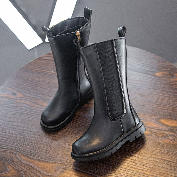 Juodos spalvos vaikiški batai su užtrauktuku mergaitėms