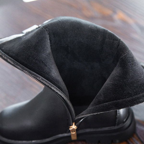 Juodos spalvos vaikiški batai su užtrauktuku mergaitėms