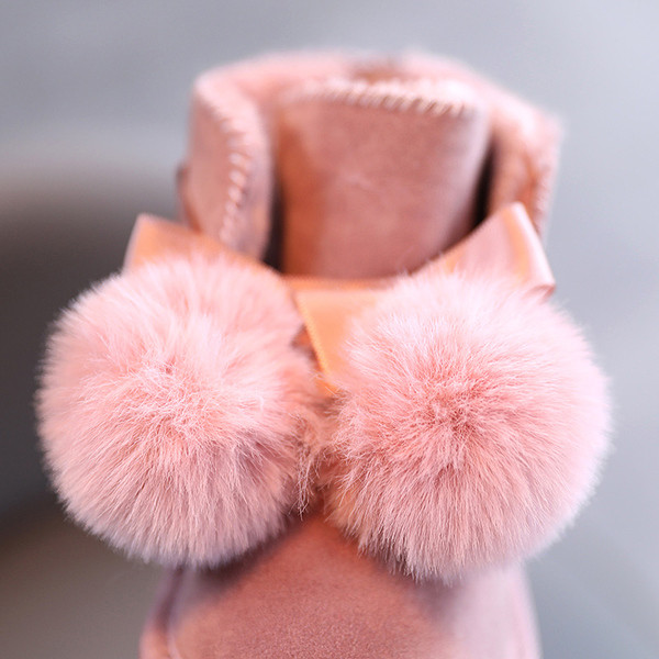 Παιδικές μπότες με γούνα και επίπεδη σόλα - κορίτσια