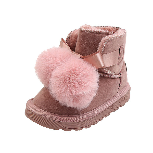 Παιδικές μπότες με γούνα και επίπεδη σόλα - κορίτσια