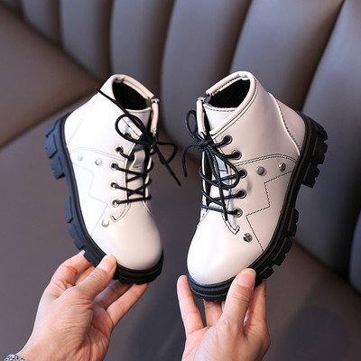 Naujo modelio vaikiški odiniai aulinukai su raišteliais - mergaitėms