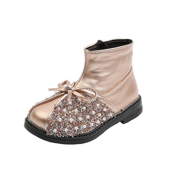 Μοντέρνες παιδικές μπότες για κορίτσια με διακοσμιτικές πέτρες και κορδέλα